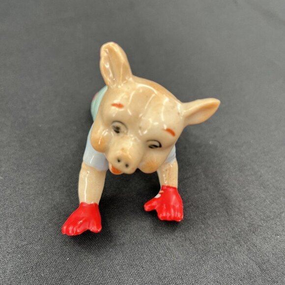 Mid Century Modern Porcelain Pigs Tumbling Made in Japan Vintage Set of 6 - Picture 4 of 15
